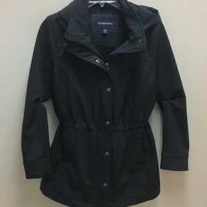 Lands' End Black jacket hood fleece lined